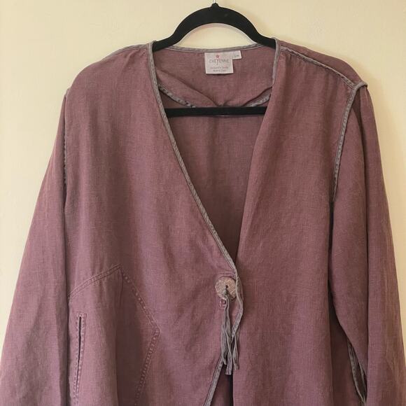Cheyenne S/M plus size linen silk cardigan long sleeve cabincore fall coastal - Picture 2 of 8